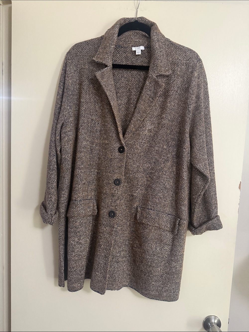 J. Jill Taupe Textured Longline Blazer